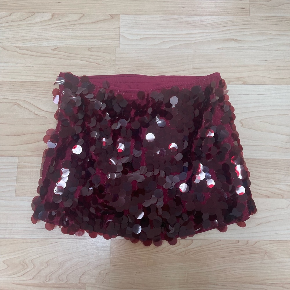 [SHEIN] Sequin Mini Skirt Red